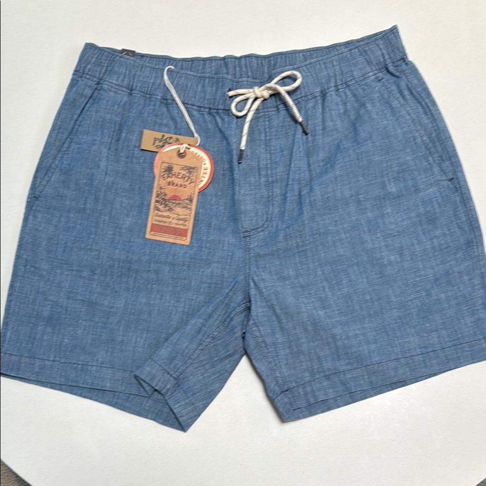 Faherty Brand New Tags Chambray Blue Shorts size Large